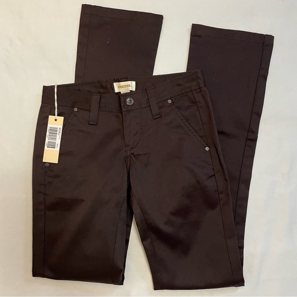 NWT New Diesel Straight Leg Cotton Brown Pants Size 24